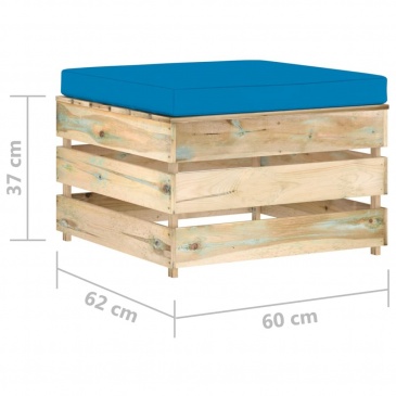 Modułowy stołek z poduszką, impregnowane na zielono drewno