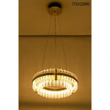 MOOSEE lampa wisząca SATURNUS 47 DUO złota - LED, kryształ, stal szczotkowana