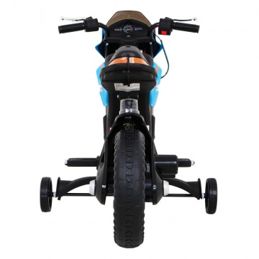 Motor night rider na akumulator dla dzieci niebieski + kółka pomocnicze + mp3 usb + gaz w manetce
