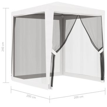 Namiot imprezowy z 4 siatkowymi ściankami, 2x2 m, biały