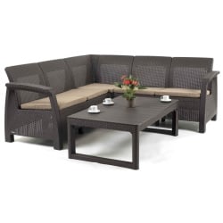 Narożnik ogrodowy Corfu Relax LYON Set : Kolor - brąz/taupe