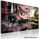 Obraz - Czarny koń przy wodospadzie (60x40 cm)