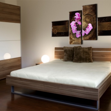 Obraz - Orchidea i drewno (100x45 cm)