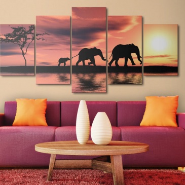 Obraz - Rodzina afrykańskich słoni (100x50 cm)