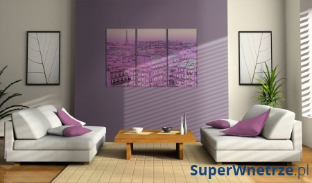 Obraz - Widok na Wieżę Eiffla w kolorze lila (60x40 cm)