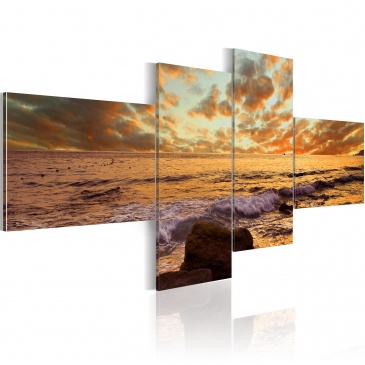 Obraz - Zachód słońca nad morzem (100x45 cm)