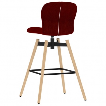 Obrotowe krzesła barowe, 2 szt., czerwone wino, tkanina