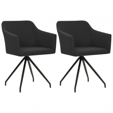 Obrotowe krzesła stołowe, 2 szt., czarne, tkanina