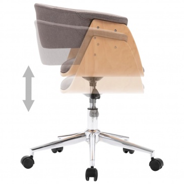 Obrotowe krzesło biurowe, taupe, gięte drewno i tkanina