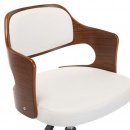 Obrotowe krzesło konferencyjne białe gięte drewno i sztuczna skóra