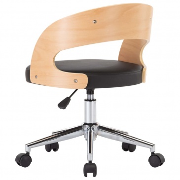 Obrotowe krzesło konferencyjne czarne gięte drewno i sztuczna skóra