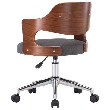 Obrotowe krzesło konferencyjne szare gięte drewno i tkanina