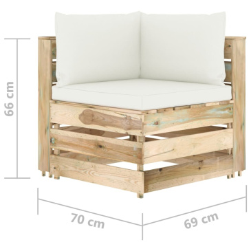 Ogrodowa sofa 2-os z poduszkami, impregnowane na zielono drewno