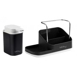 Organizer kuchenny z dozownikiem na płyn Livio Duo czarny 8296