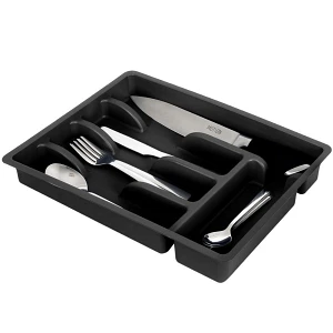 Organizer na sztućce przybory wkład do szuflady czarny 5 przegródek 36x25,5x6 cm Organizer na sztućce przybory wkład do szuflady czarny 5 przegródek 36x25,5x6 cm