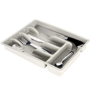 Organizer na sztućce przybory wkład do szuflady popielaty 5 przegródek 36x25,5x6 cm Organizer na sztućce przybory wkład do szuflady popielaty 5 przegródek 36x25,5x6 cm