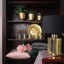 Osłonka, doniczka metalowa na stojaku, złota, czarna, na rośliny, kwiat, 11x11 cm