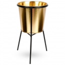Osłonka doniczka na stojaku metalowa złota / kwietnik 20 cm