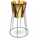 Osłonka doniczka na stojaku metalowa złota / kwietnik 29 cm