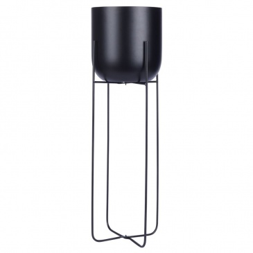 Osłonka na doniczkę na stojaku metalowa czarna 19,5x59 cm