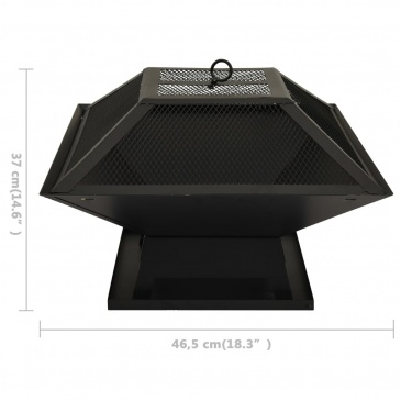 Palenisko i grill 2-w-1, z pogrzebaczem, 46,5x46,5x37 cm, stal