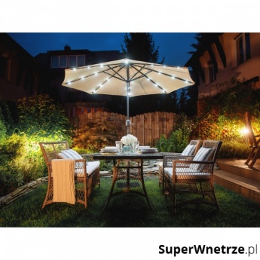 Parasol ogrodowy LED Ø266 cm beżowy Zaccheo