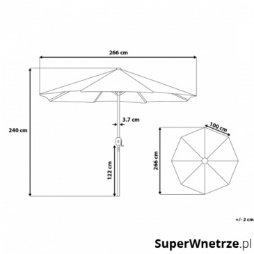 Parasol ogrodowy LED Ø266 cm ciemnoszary Zaccheo