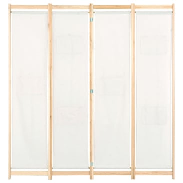Parawan 4-panelowy, kremowy, 160x170x4 cm, tkanina - zdjęcie 2