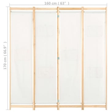 Parawan 4-panelowy, kremowy, 160x170x4 cm, tkanina - zdjęcie 8