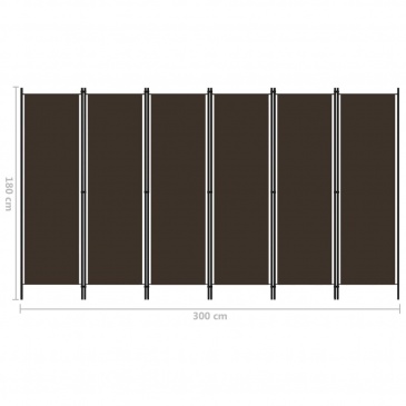 Parawan 6-panelowy, brązowy, 300 x 180 cm