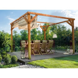 Pawilon ogrodowy VILLAROSA Drewno jodłowe 320 cm 380 cm Brązowy/ beżowy