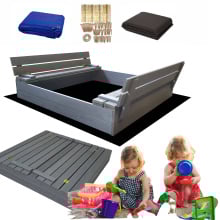 Piaskownica zamykana drewniana duża 120cm szara