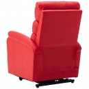 Podnoszony, rozkładany fotel masujący, czerwony, sztuczna skóra