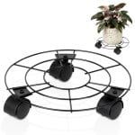 Podstawka pod doniczkę na kółkach metalowa czarna 25 cm