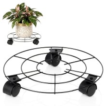 Podstawka pod doniczkę na kółkach metalowa czarna 30 cm