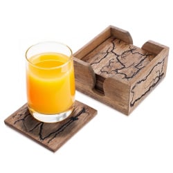 Podstawki pod kubek w stojaku drewniane MANGO  6 szt.
