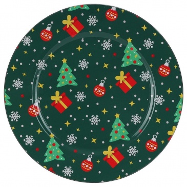Podtalerz świąteczny dekoracyjny / podkładka pod talerz zielona choinki 33 cm
