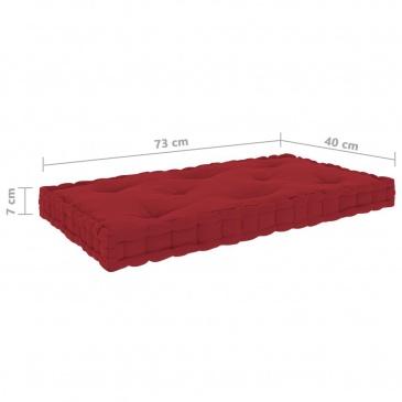 Poduszka na podłogę lub paletę, burgundowa, 73x40x7 cm, bawełna