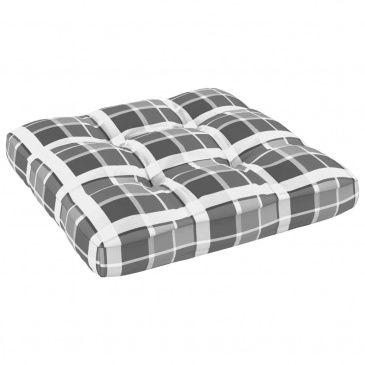 Poduszka na sofę z palet, w szarą kratę, 58x58x10 cm