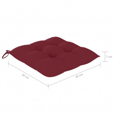 Poduszki na krzesła, 2 szt, winna czerwień, 40x40x7 cm, tkanina