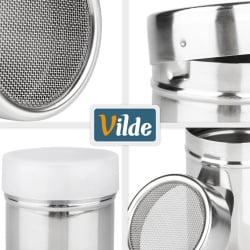Pojemnik z sitkiem do cukru pudru i cynamonu stalowy 300 ml