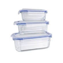 Pojemniki szklane na żywność z pokrywkami – zestaw 3 szt. 1040/640/370 ml, do piekarnika, House Clue