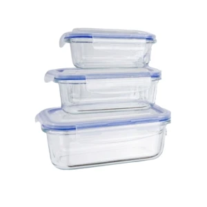 Pojemniki szklane na żywność z pokrywkami – zestaw 3 szt. 1040/640/370 ml, do piekarnika, House Clue