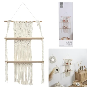 Półka boho duża macrama beżowa