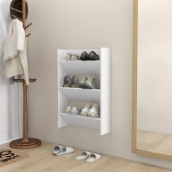 Półka ścienna na buty, biała, 60x18x90 cm, płyta wiórowa