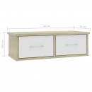 Półka ścienna z szufladami, biel i dąb sonoma, 60x26x18,5 cm