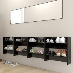 Półki ścienne na buty, 4 szt., czarne, 60x18x60 cm, płyta