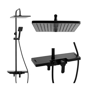 Prysznic bateria prysznicowa czarna z deszczownicą 30 cm - yoka Prysznic bateria prysznicowa czarna z deszczownicą 30 cm - yoka