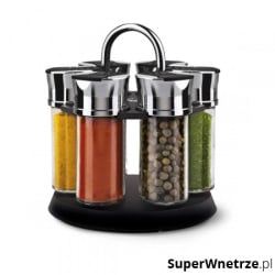 Przyprawnik z obrotowym stojakiem 6szt. Lamart srebrno-czarny