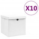 Pudełka z pokrywami, 10 szt., 28x28x28 cm, białe